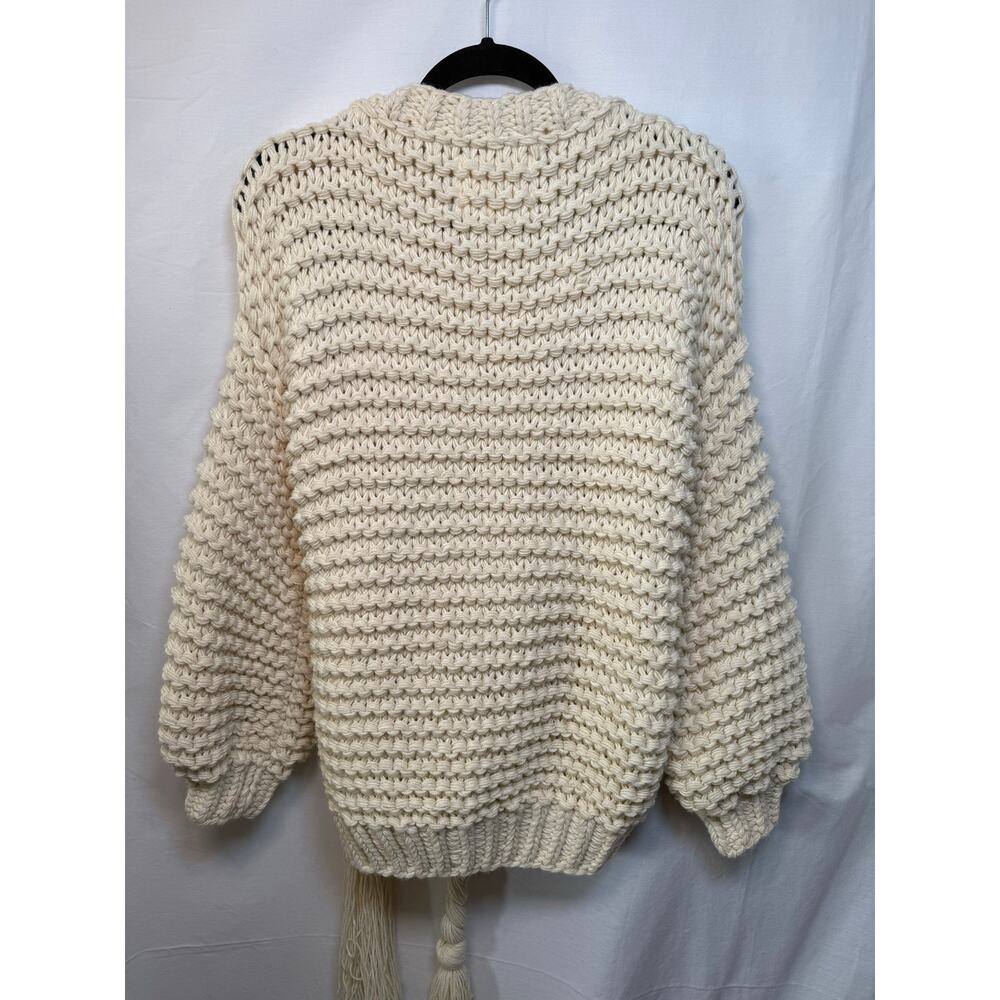 Anthropologie Chunky Knit Belted Cardigan, Cream, One Size (S/M/L) - Picture 2 of 6